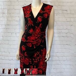 ❤️ Red Rose Floral V-Neck DRESS